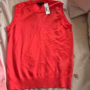 J Crew bright orange sweater vest. NWT. Size S